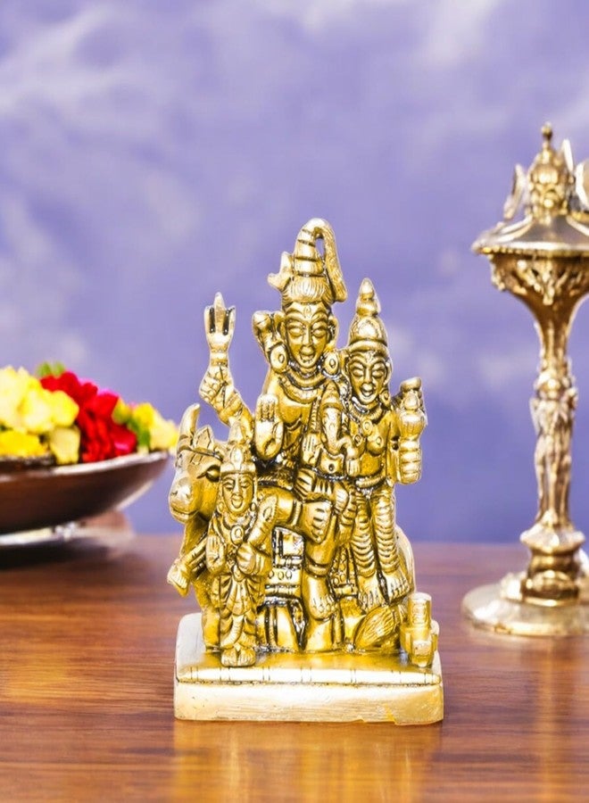 SHANTI تمثال شانتي النحاسي لشيفا بارفاتي مع عائلته، مناسب للعبادة المنزلية، هدية مثالية للمنزل الجديد، ارتفاعه 3.4 بوصة - Image 1